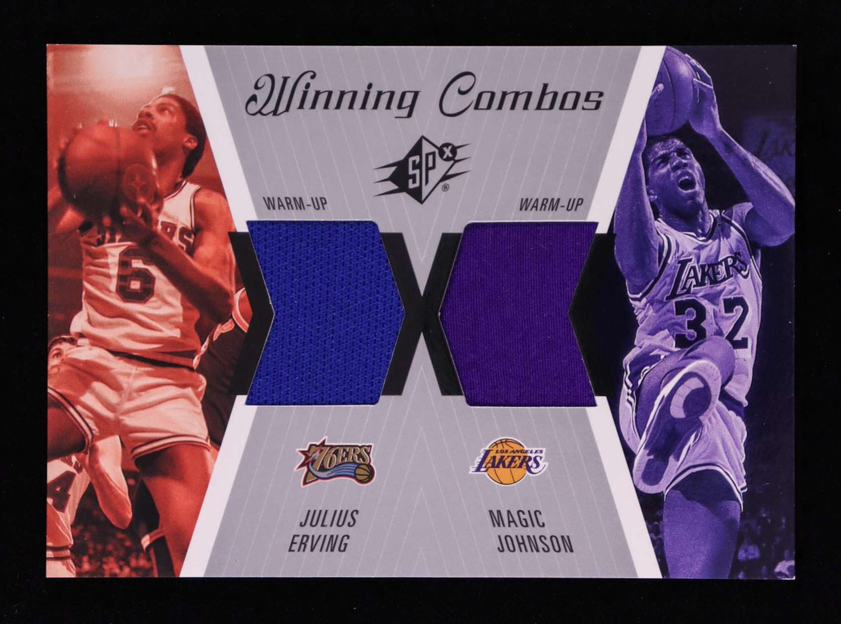Julius Erving / Magic Johnson 2003-04 SPx Winning Materials Combos #WC15 at PristineAuction.com Julius Erving / Magic Johnson 2003-04 SPx Winning Materials Combos #WC15 at PristineAuction.com
