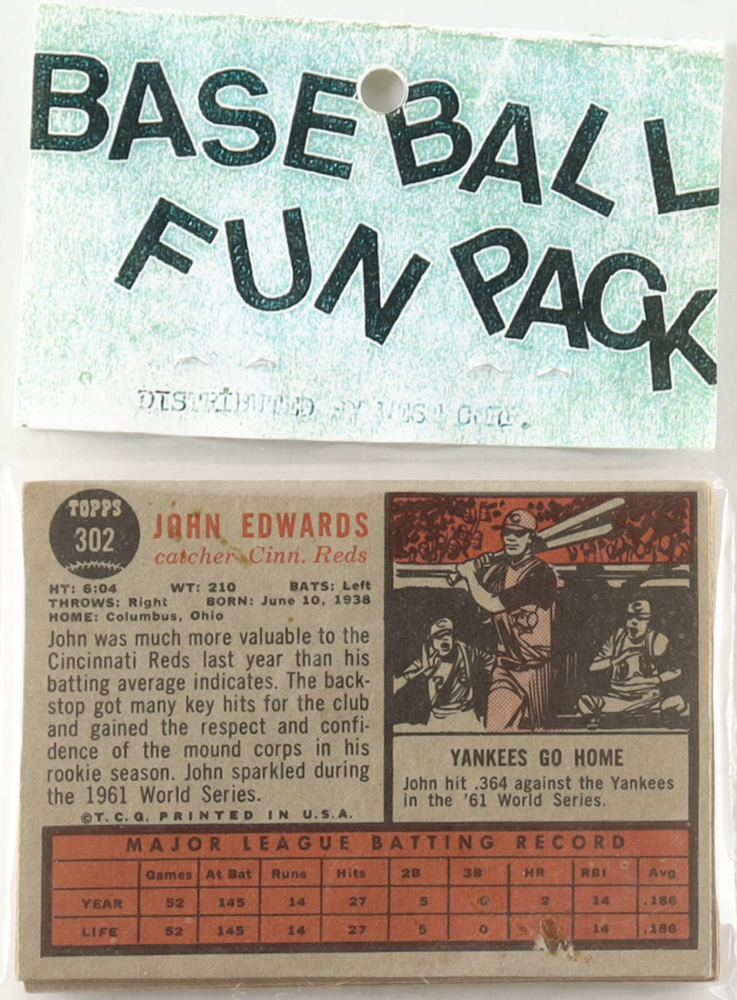 1962 Topps Baseball Card Fun Pack with (10) Cards at PristineAuction.com 1962 Topps Baseball Card Fun Pack with (10) Cards at PristineAuction.com