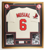 Stan Musial Signed Custom Framed Cut Display with Jersey & 6X Batting Champion Pin (PSA) at PristineAuction.com