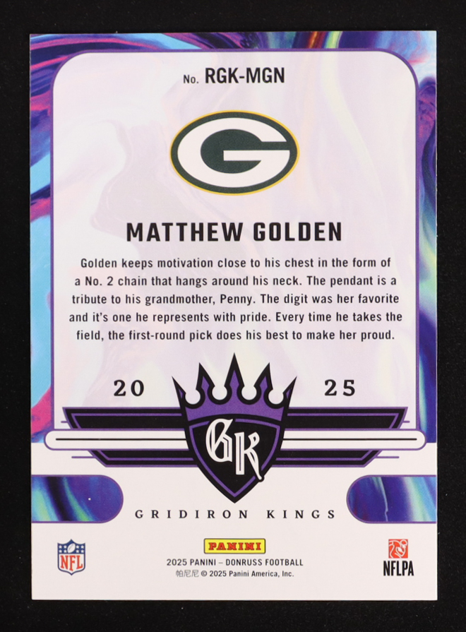 Matthew Golden 2025 Donruss Rookie Gridiron Kings #5 RC at PristineAuction.com Matthew Golden 2025 Donruss Rookie Gridiron Kings #5 RC at PristineAuction.com