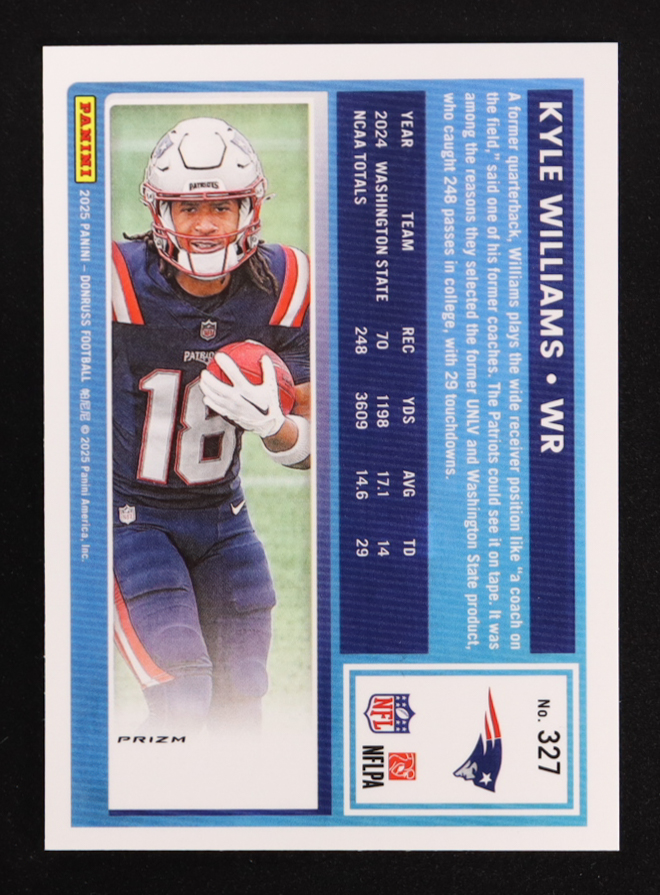 Kyle Williams 2025 Donruss Optic Rated Rookies Preview Red Pandora #327 RC at PristineAuction.com Kyle Williams 2025 Donruss Optic Rated Rookies Preview Red Pandora #327 RC at PristineAuction.com