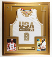 Michael Jordan Authentic Nike 1992 USA Custom Framed Jersey Display with (2) 1992 Olympic Pins at PristineAuction.com