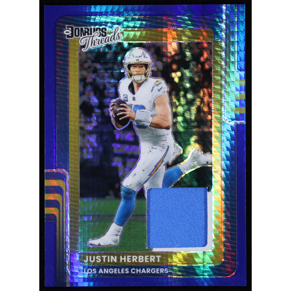 Justin Herbert 2025 Donruss Optic Donruss Threads Blue Hyper #9 at PristineAuction.com