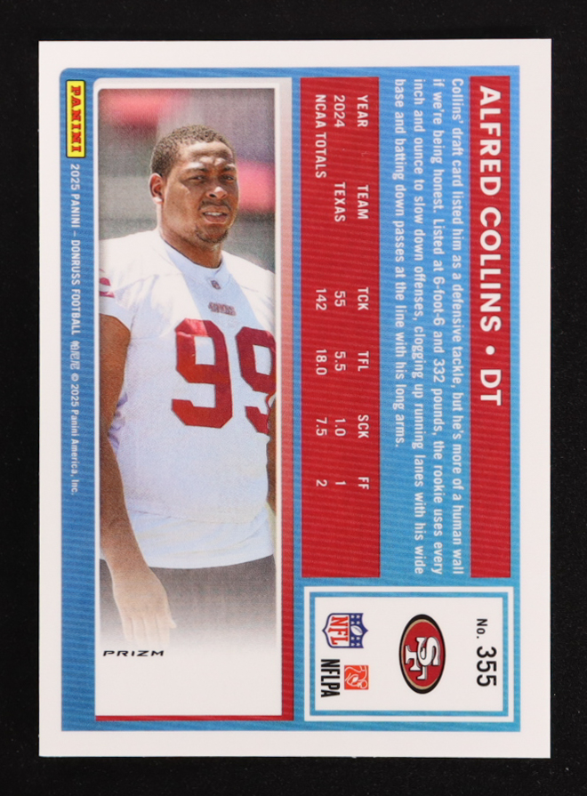 Alfred Collins 2025 Donruss Press Proof Purple #355 RC at PristineAuction.com Alfred Collins 2025 Donruss Press Proof Purple #355 RC at PristineAuction.com