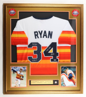 Nolan Ryan Signed Custom Framed Jersey Display Inscribed "324 Wins" & "5,714 K's" & "7 No-Hitters" with HOF Induction Pin (PSA) at PristineAuction.com