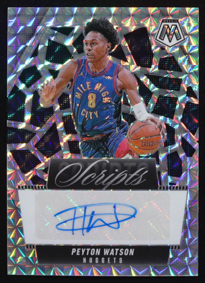 Peyton Watson 2024-25 Panini Mosaic Scripts Silver Auto #MS-PWD at PristineAuction.com Peyton Watson 2024-25 Panini Mosaic Scripts Silver Auto #MS-PWD at PristineAuction.com