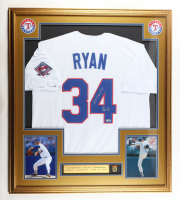 Nolan Ryan Signed Custom Framed Jersey Display Inscribed "108.5 M.P.H" with Rangers Retirement Pin (PSA) at PristineAuction.com