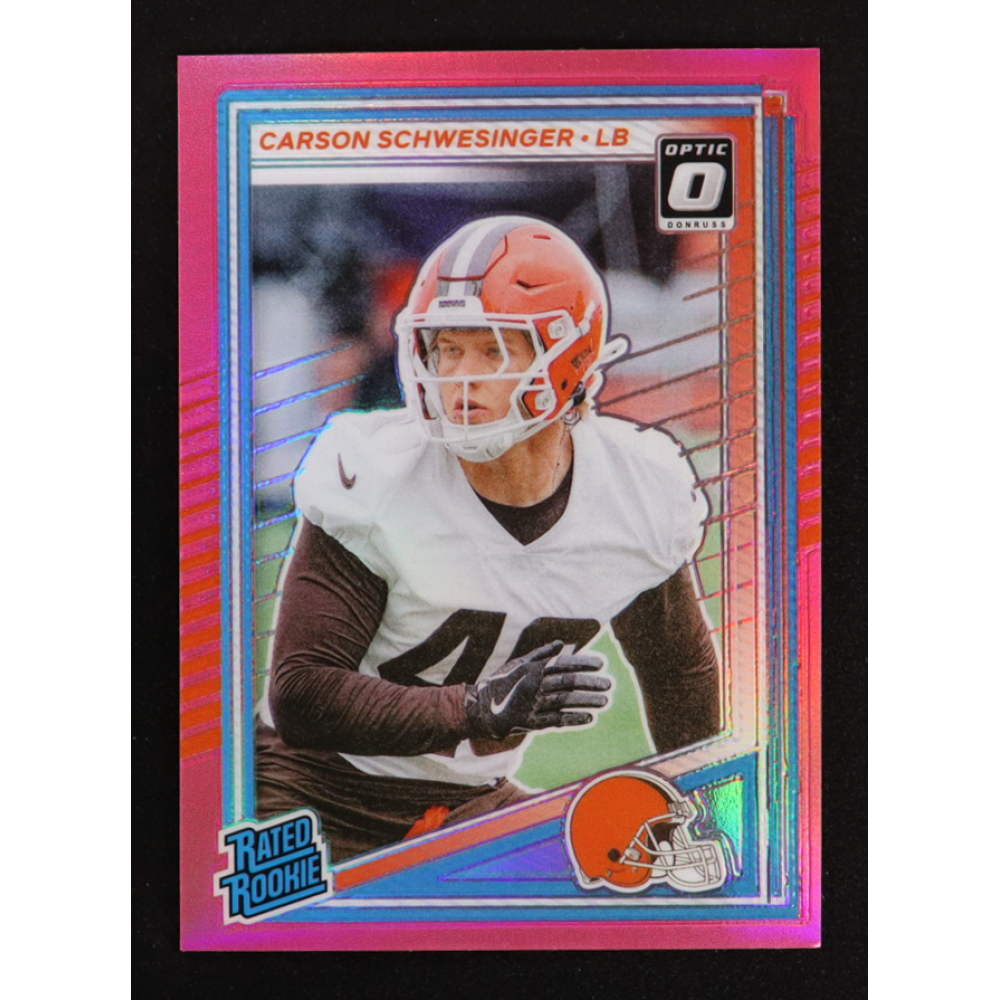 Carson Schwesinger 2025 Donruss Optic Rated Rookies Preview Pink #392 RC at PristineAuction.com