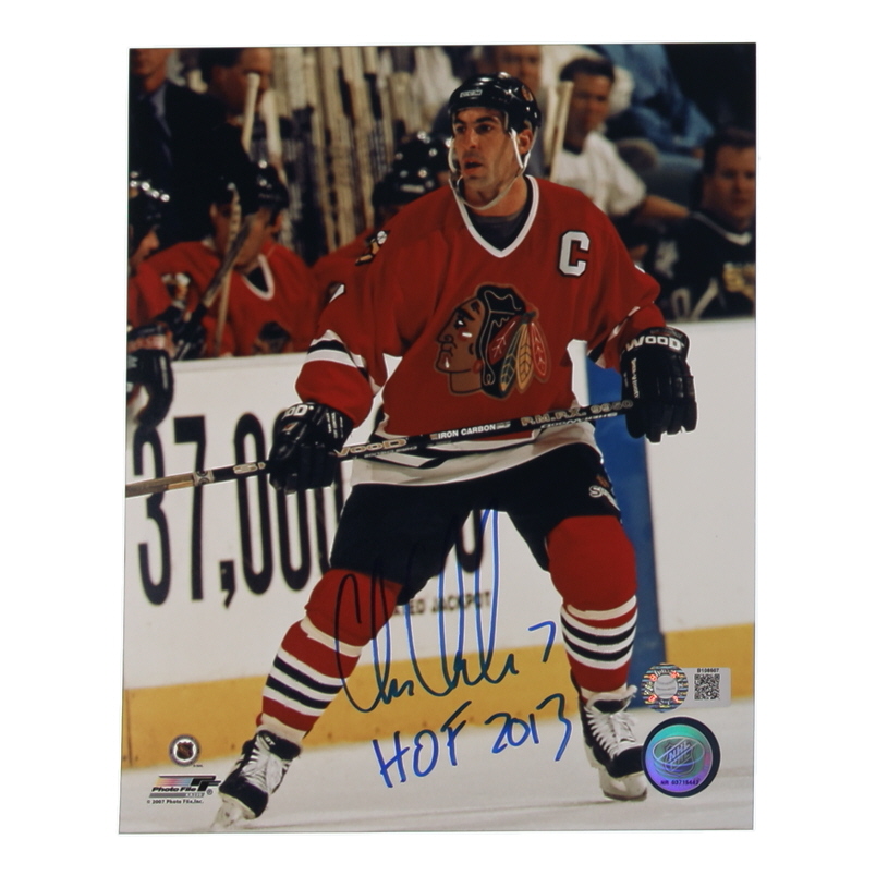 Chris Chelios Signed Blackhawks 8x10 Photo Inscribed "HOF 2013" (Schwartz) at PristineAuction.com Chris Chelios Signed Blackhawks 8x10 Photo Inscribed "HOF 2013" (Schwartz) at PristineAuction.com