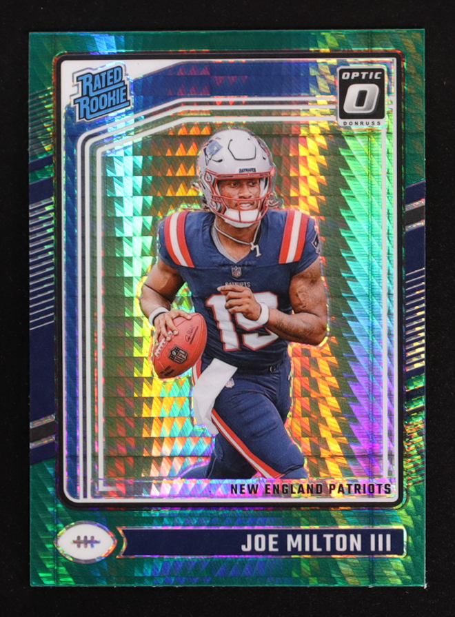 Joe Milton III 2024 Donruss Optic Green Hyper #255 RC at PristineAuction.com Joe Milton III 2024 Donruss Optic Green Hyper #255 RC at PristineAuction.com
