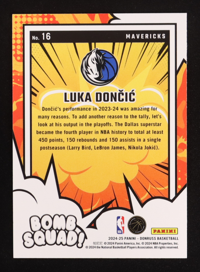 Luka Doncic 2024-25 Donruss Bomb Squad #16 at PristineAuction.com Luka Doncic 2024-25 Donruss Bomb Squad #16 at PristineAuction.com