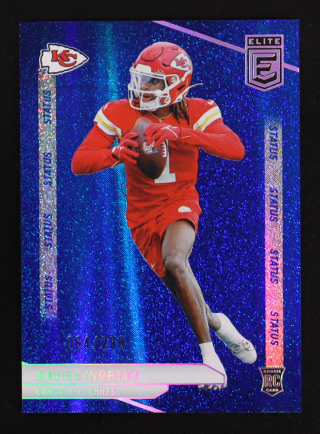 Xavier Worthy 2024 Elite Status Sparkle #186 #064/299 RC at PristineAuction.com Xavier Worthy 2024 Elite Status Sparkle #186 #064/299 RC at PristineAuction.com