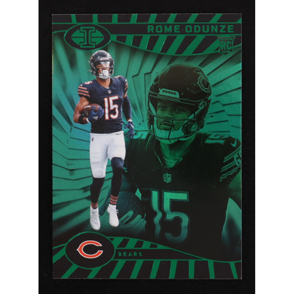 Rome Odunze 2024 Panini Illusions Trophy Collection Emerald #14 RC at PristineAuction.com