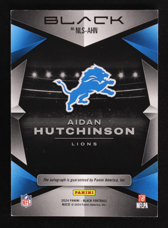 Aidan Hutchinson 2024 Panini Black Night Lights Autographs #NLSAHN #08/99 at PristineAuction.com Aidan Hutchinson 2024 Panini Black Night Lights Autographs #NLSAHN #08/99 at PristineAuction.com