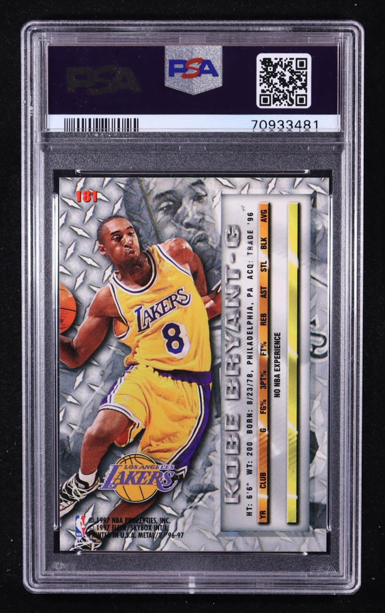 Kobe Bryant 1996-97 Metal #181 RC (PSA 9) at PristineAuction.com Kobe Bryant 1996-97 Metal #181 RC (PSA 9) at PristineAuction.com