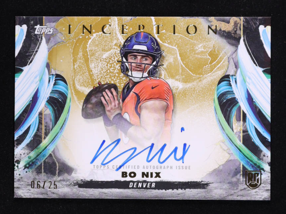 Bo Nix 2024 Topps Inception Rookie Variation Autographs Gold #RAVBN RC #06/25