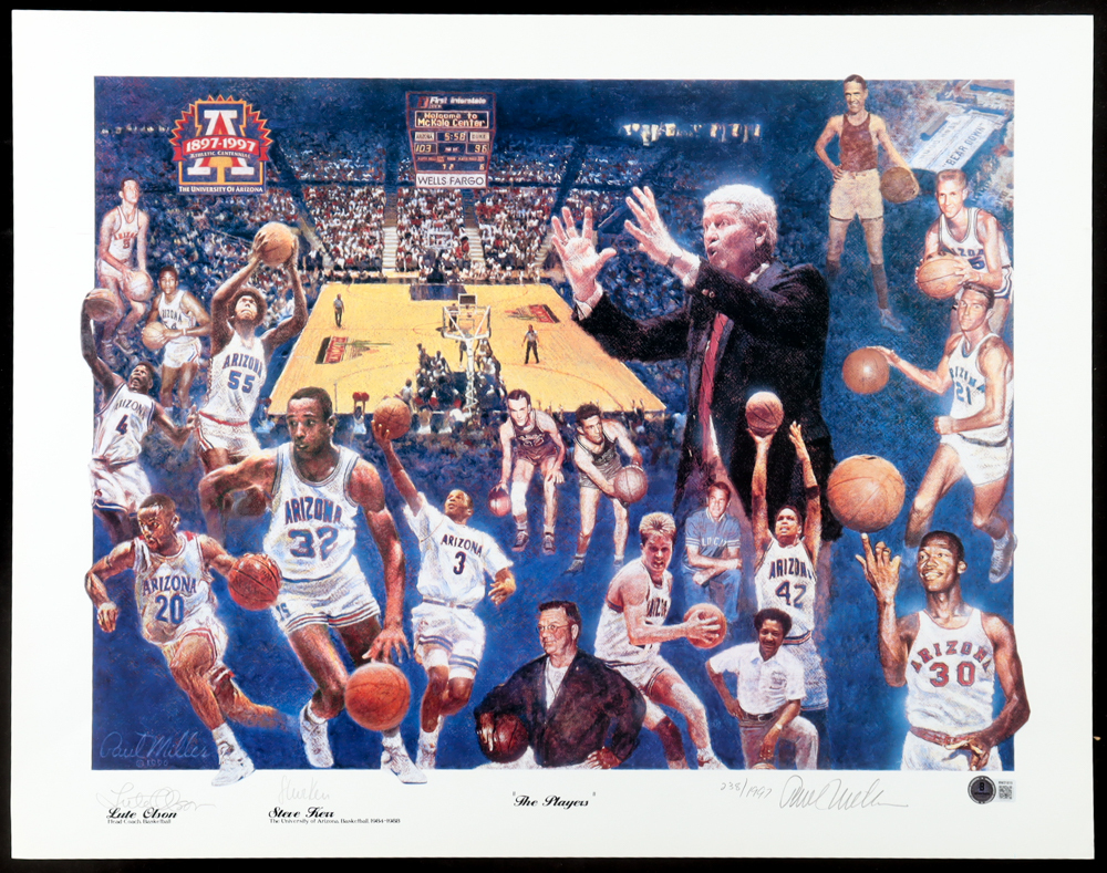 Lute Olson & Steve Kerr Signed Arizona Wildcats "The Players" LE 18x24 Lithograph (Beckett) at PristineAuction.com Lute Olson & Steve Kerr Signed Arizona Wildcats "The Players" LE 18x24 Lithograph (Beckett) at PristineAuction.com