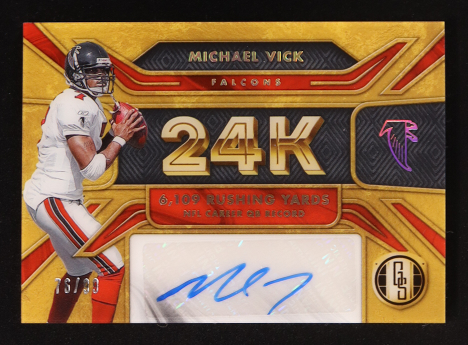 Michael Vick 2024 Panini Gold Standard 24K Autographs #13 #76/99 at PristineAuction.com Michael Vick 2024 Panini Gold Standard 24K Autographs #13 #76/99 at PristineAuction.com