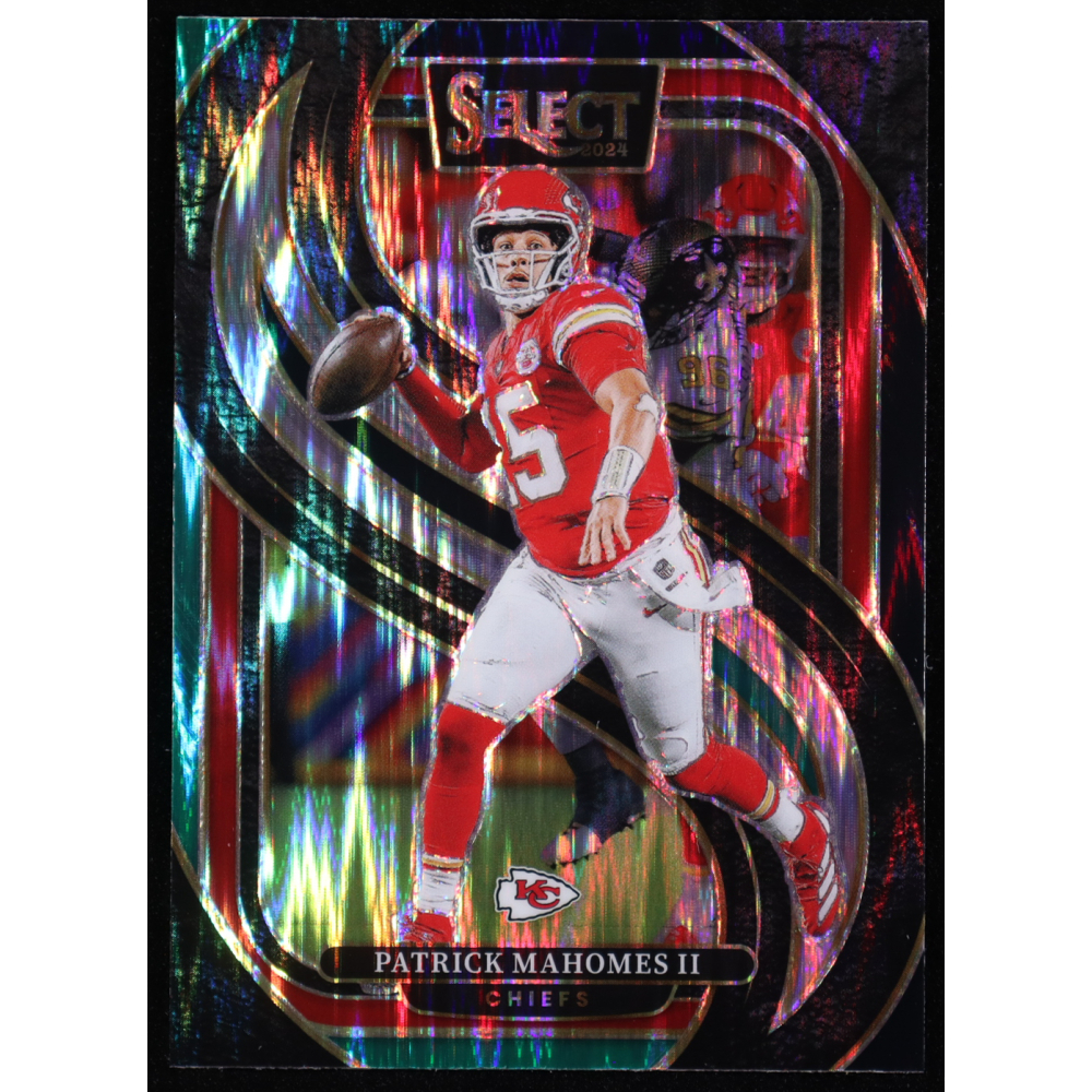 Patrick Mahomes II 2024 Select Prizm Black and Green Shock #120 at PristineAuction.com