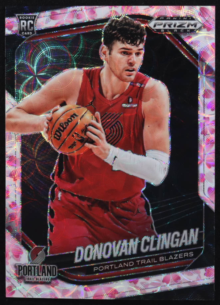 Donovan Clingan 2024-25 Panini Prizm Black Prizms Cherry Blossom #131 RC #7/20