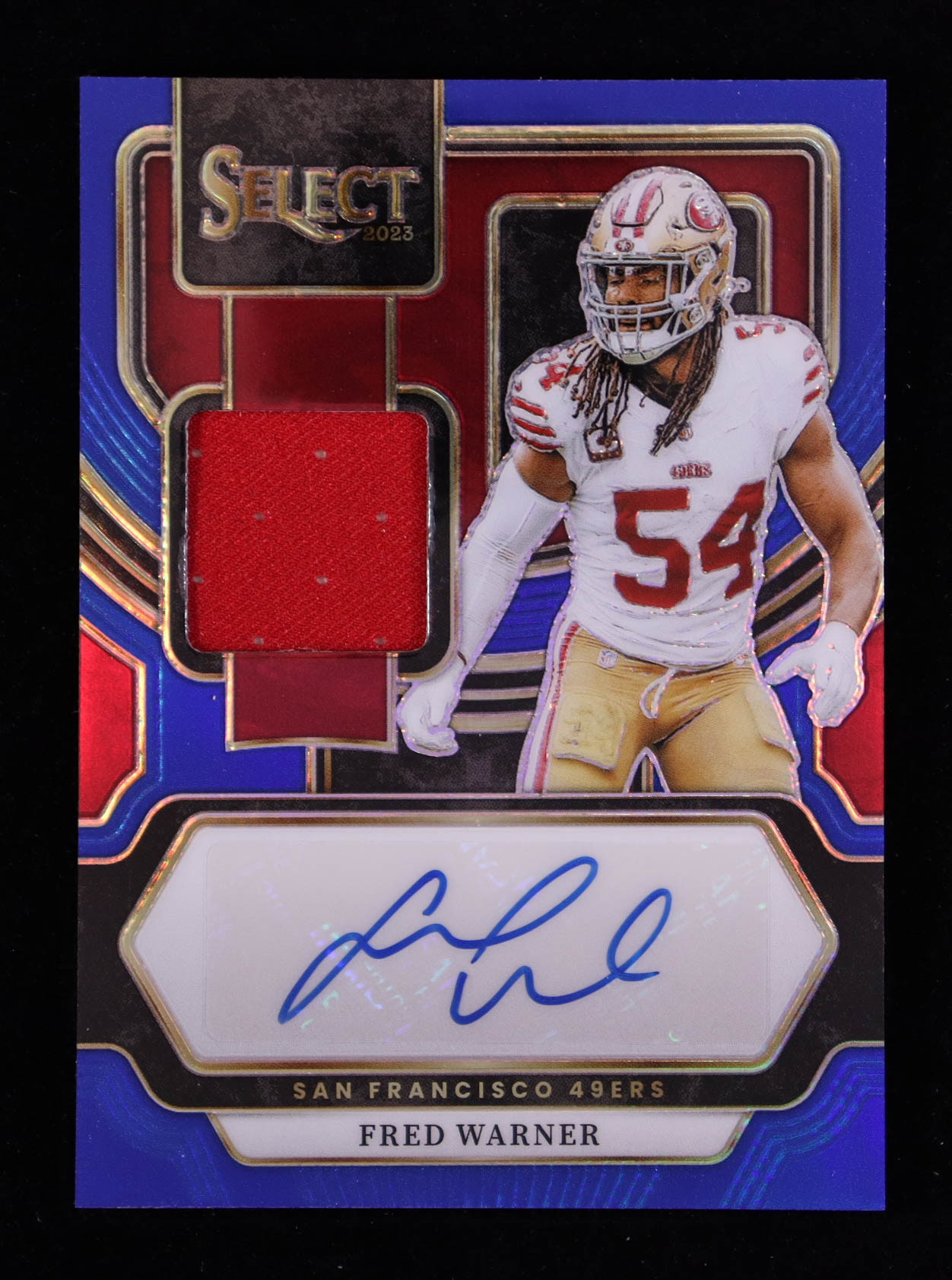 Fred Warner 2023 Select Signature Memorabilia Prizm Blue #3 #50/75 at PristineAuction.com Fred Warner 2023 Select Signature Memorabilia Prizm Blue #3 #50/75 at PristineAuction.com