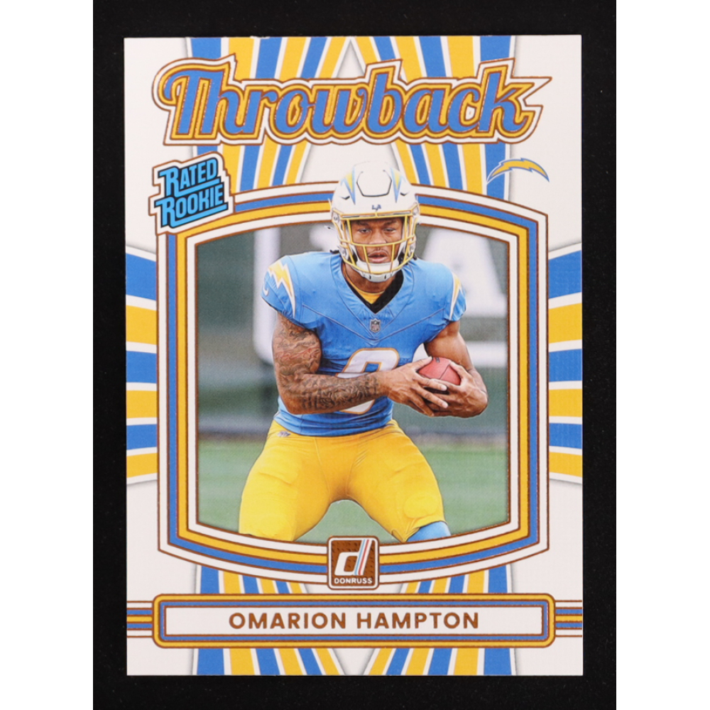 Omarion Hampton 2025 Donruss Rated Rookies Throwback #14 RC at PristineAuction.com