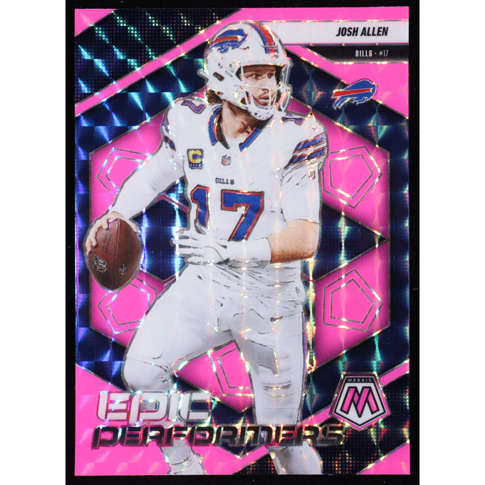 Josh Allen 2025 Panini Mosaic Epic Performers Mosaic Pink Fluorescent #9 at PristineAuction.com