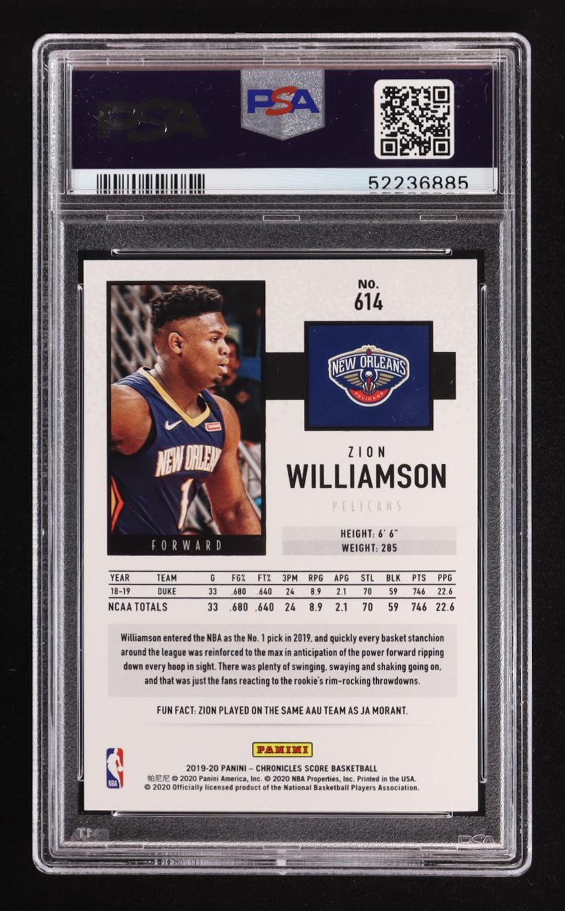 Zion Williamson 2019-20 Panini Chronicles #614 Score RC (PSA 10) at PristineAuction.com Zion Williamson 2019-20 Panini Chronicles #614 Score RC (PSA 10) at PristineAuction.com