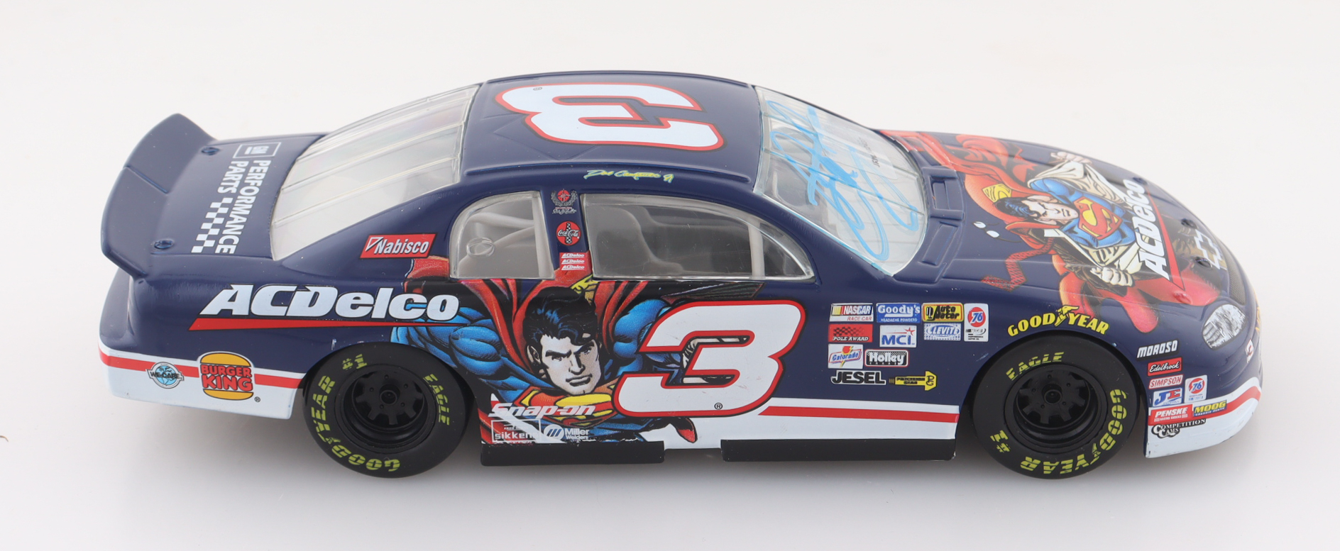 Dale Earnhardt Jr. Signed 1999 #3 ACDelco Superman Monte Carlo 1:24 Diecast Car (JR Motorsports) at PristineAuction.com Dale Earnhardt Jr. Signed 1999 #3 ACDelco Superman Monte Carlo 1:24 Diecast Car (JR Motorsports) at PristineAuction.com