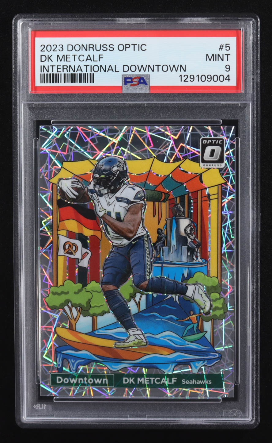 D.K. Metcalf 2023 Donruss Optic Downtown International #5 (PSA 9) at PristineAuction.com D.K. Metcalf 2023 Donruss Optic Downtown International #5 (PSA 9) at PristineAuction.com