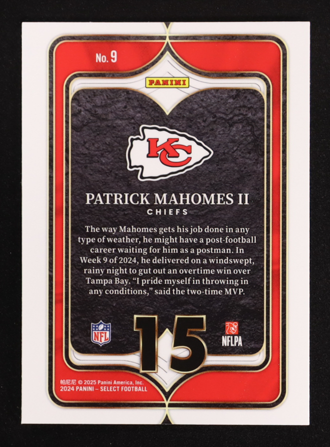 Patrick Mahomes II 2024 Select Select Numbers #9 at PristineAuction.com Patrick Mahomes II 2024 Select Select Numbers #9 at PristineAuction.com