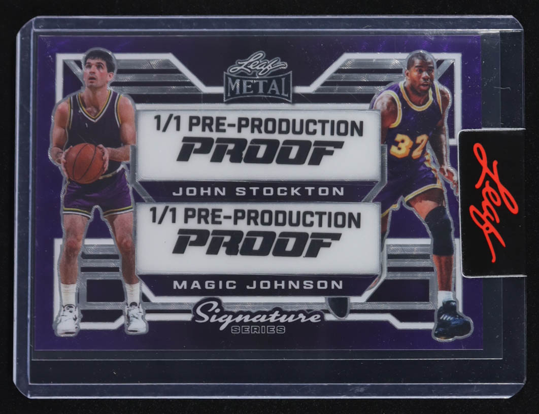Magic Johnson / John Stockton 2024 Leaf Metal Signature Series Pre-Production Proof #1/1 at PristineAuction.com Magic Johnson / John Stockton 2024 Leaf Metal Signature Series Pre-Production Proof #1/1 at PristineAuction.com