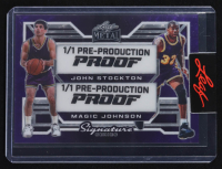 Magic Johnson / John Stockton 2024 Leaf Metal Signature Series Pre-Production Proof #1/1 at PristineAuction.com