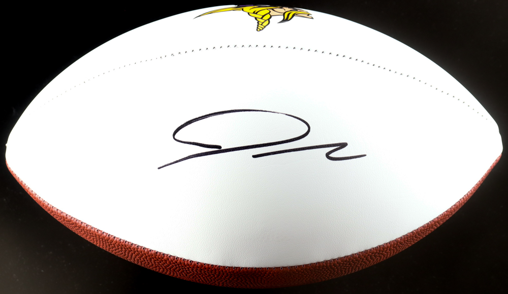 Jordan Addison Signed Vikings Logo Football (JSA) at PristineAuction.com Jordan Addison Signed Vikings Logo Football (JSA) at PristineAuction.com
