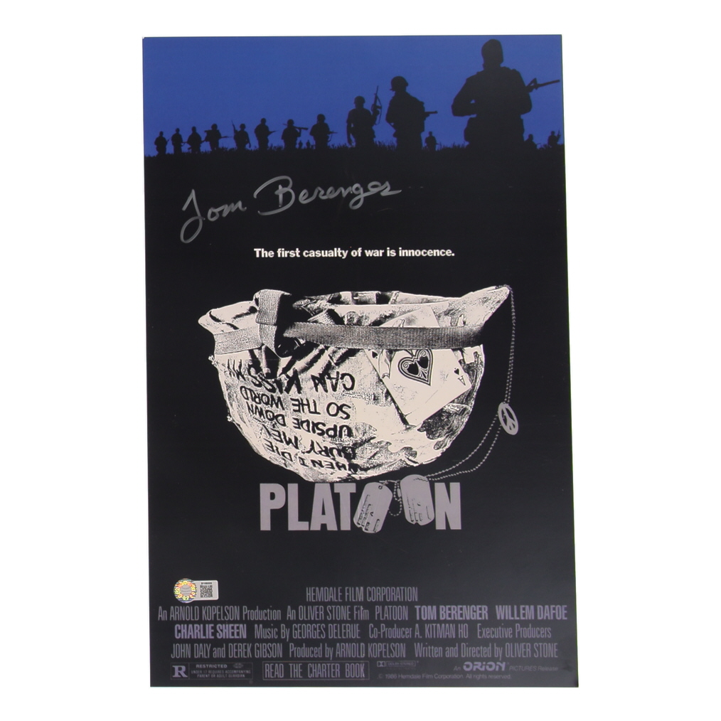 Tom Berenger Signed "Platoon" 11x17 Movie Poster (Schwartz) at PristineAuction.com Tom Berenger Signed "Platoon" 11x17 Movie Poster (Schwartz) at PristineAuction.com