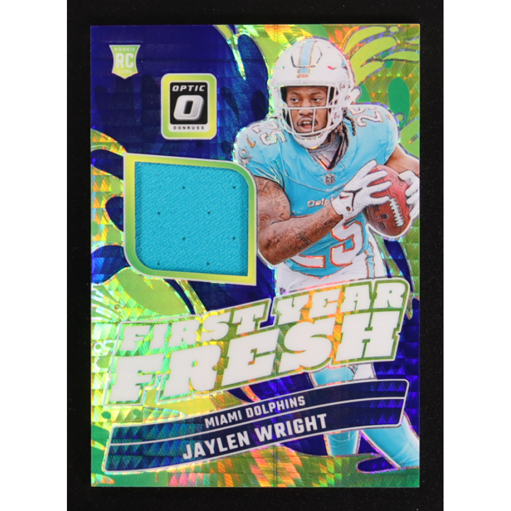 Jaylen Wright 2024 Donruss Optic First Year Fresh Jerseys Blue Hyper #18 RC at PristineAuction.com