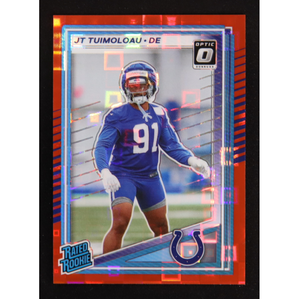 JT Tuimoloau 2025 Donruss Optic Rated Rookies Preview Red Pandora #398 RC at PristineAuction.com