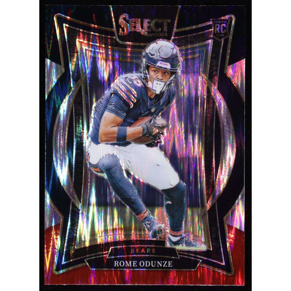 Rome Odunze 2024 Select Prizm Black and Red Shock #3 RC at PristineAuction.com