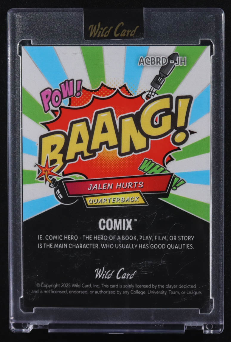 Jalen Hurts 2025 Wild Card Comix #ACBRD-JH #1/12 at PristineAuction.com Jalen Hurts 2025 Wild Card Comix #ACBRD-JH #1/12 at PristineAuction.com