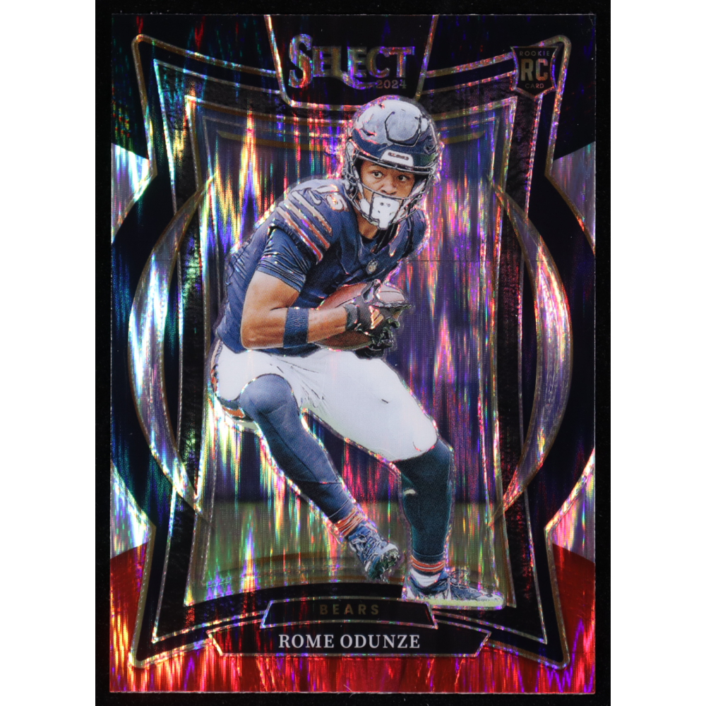 Rome Odunze 2024 Select Prizm Black and Red Shock #3 RC at PristineAuction.com