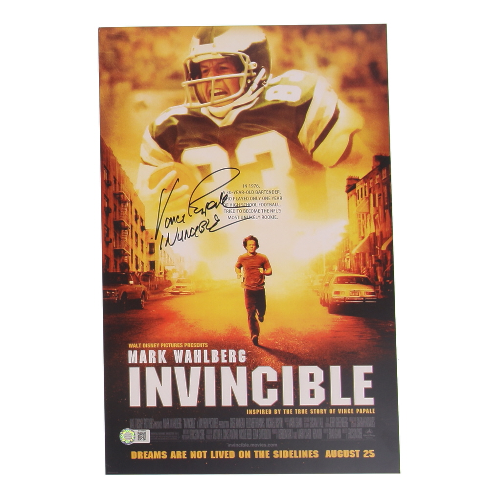 Vince Papale Signed "Invincible" 11x17 Movie Poster Inscribed "Invincible" (Schwartz) at PristineAuction.com Vince Papale Signed "Invincible" 11x17 Movie Poster Inscribed "Invincible" (Schwartz) at PristineAuction.com