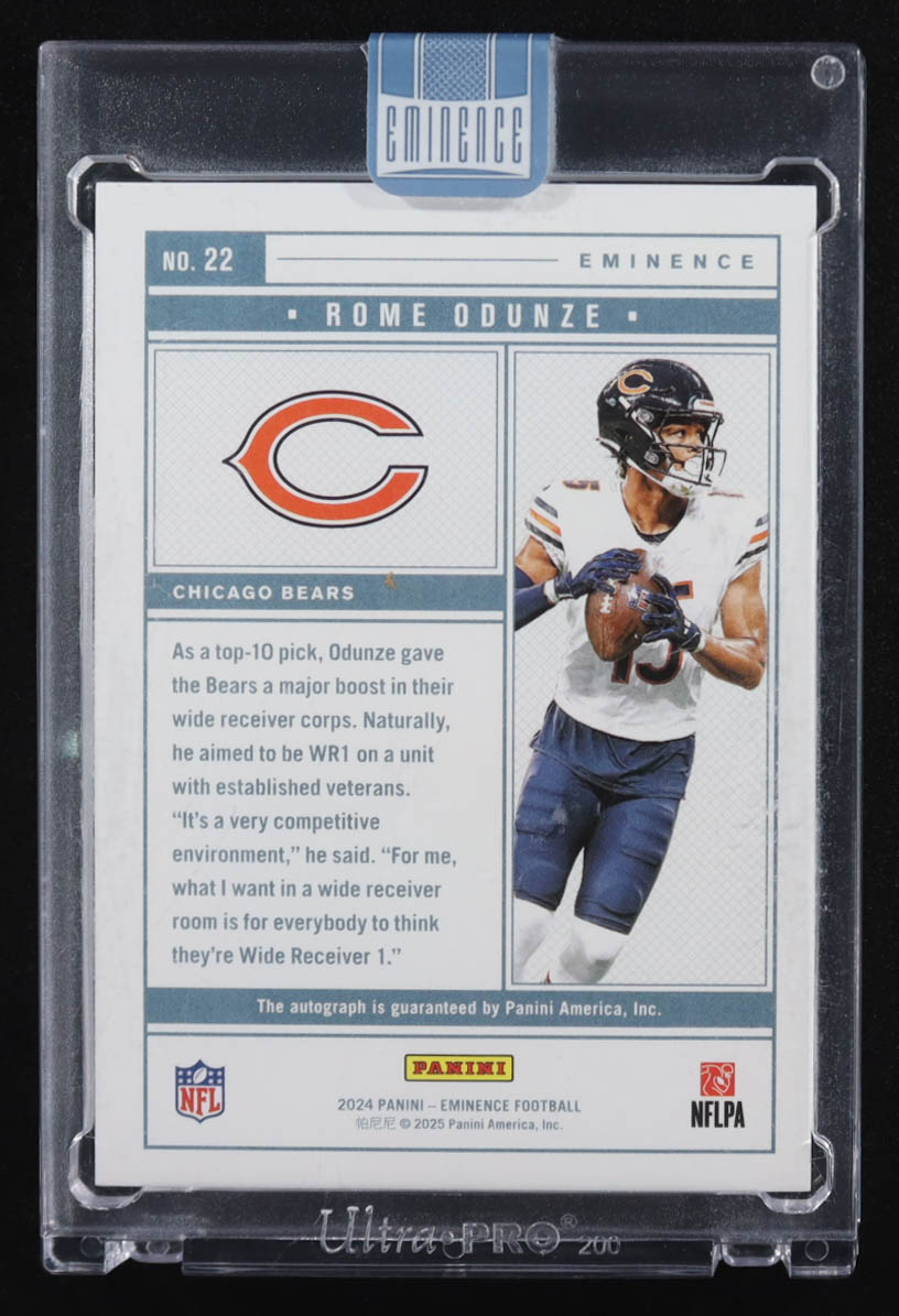 Rome Odunze 2024 Panini Eminence Autographs #22 RC #2/10 at PristineAuction.com Rome Odunze 2024 Panini Eminence Autographs #22 RC #2/10 at PristineAuction.com
