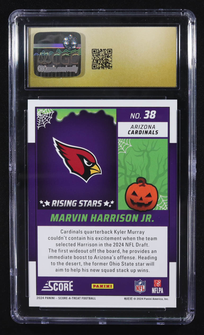 Marvin Harrison Jr. 2024 Panini Score-A-Treat Rising Stars Orange Pumpkins #38 (CGC | Pristine Black Label 10) at PristineAuction.com Marvin Harrison Jr. 2024 Panini Score-A-Treat Rising Stars Orange Pumpkins #38 (CGC | Pristine Black Label 10) at PristineAuction.com