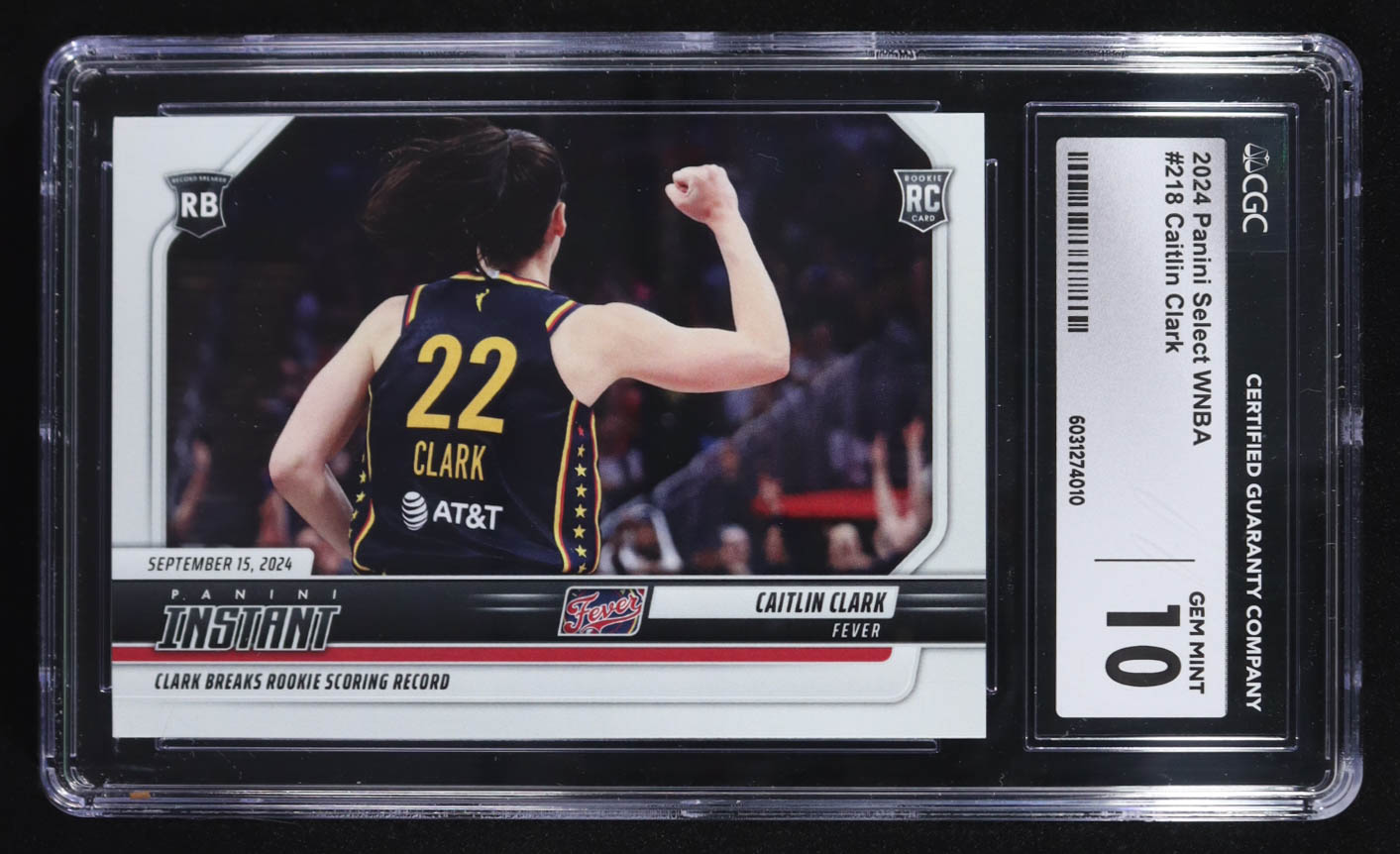 Caitlin Clark 2024 Panini Instant Select WNBA #218 RC #1/12915 (CGC 10) at PristineAuction.com Caitlin Clark 2024 Panini Instant Select WNBA #218 RC #1/12915 (CGC 10) at PristineAuction.com