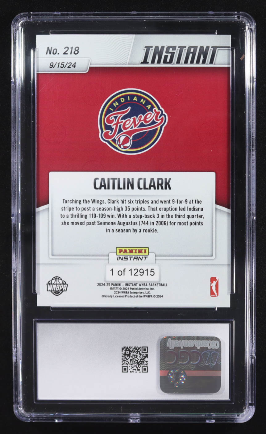 Caitlin Clark 2024 Panini Instant Select WNBA #218 RC #1/12915 (CGC 10) at PristineAuction.com Caitlin Clark 2024 Panini Instant Select WNBA #218 RC #1/12915 (CGC 10) at PristineAuction.com