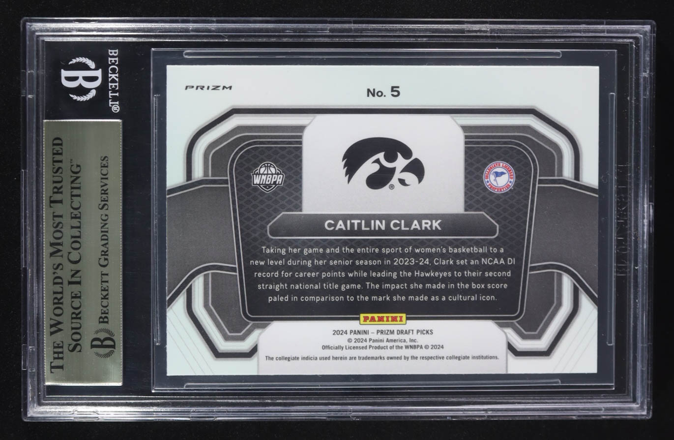 Caitlin Clark 2024-25 Panini Prizm Draft Picks Campus Legends Orange Ice WNBA #5 RC (BGS 9.5) at PristineAuction.com Caitlin Clark 2024-25 Panini Prizm Draft Picks Campus Legends Orange Ice WNBA #5 RC (BGS 9.5) at PristineAuction.com
