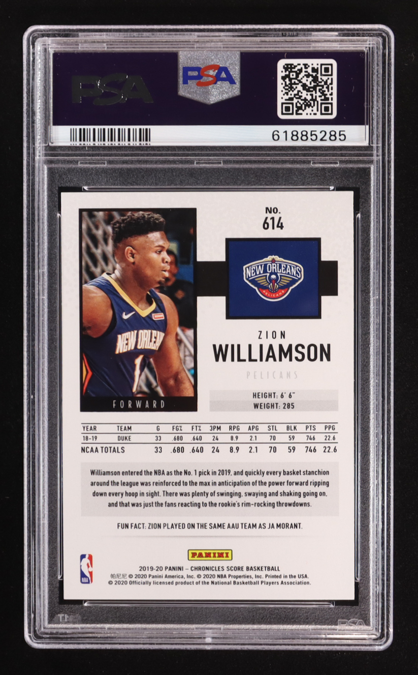 Zion Williamson 2019-20 Panini Chronicles #614 Score RC (PSA 10) at PristineAuction.com Zion Williamson 2019-20 Panini Chronicles #614 Score RC (PSA 10) at PristineAuction.com