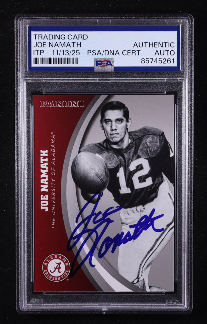 Joe Namath Signed 2015 Panini Alabama #42 (PSA Encapsulated) at PristineAuction.com Joe Namath Signed 2015 Panini Alabama #42 (PSA Encapsulated) at PristineAuction.com