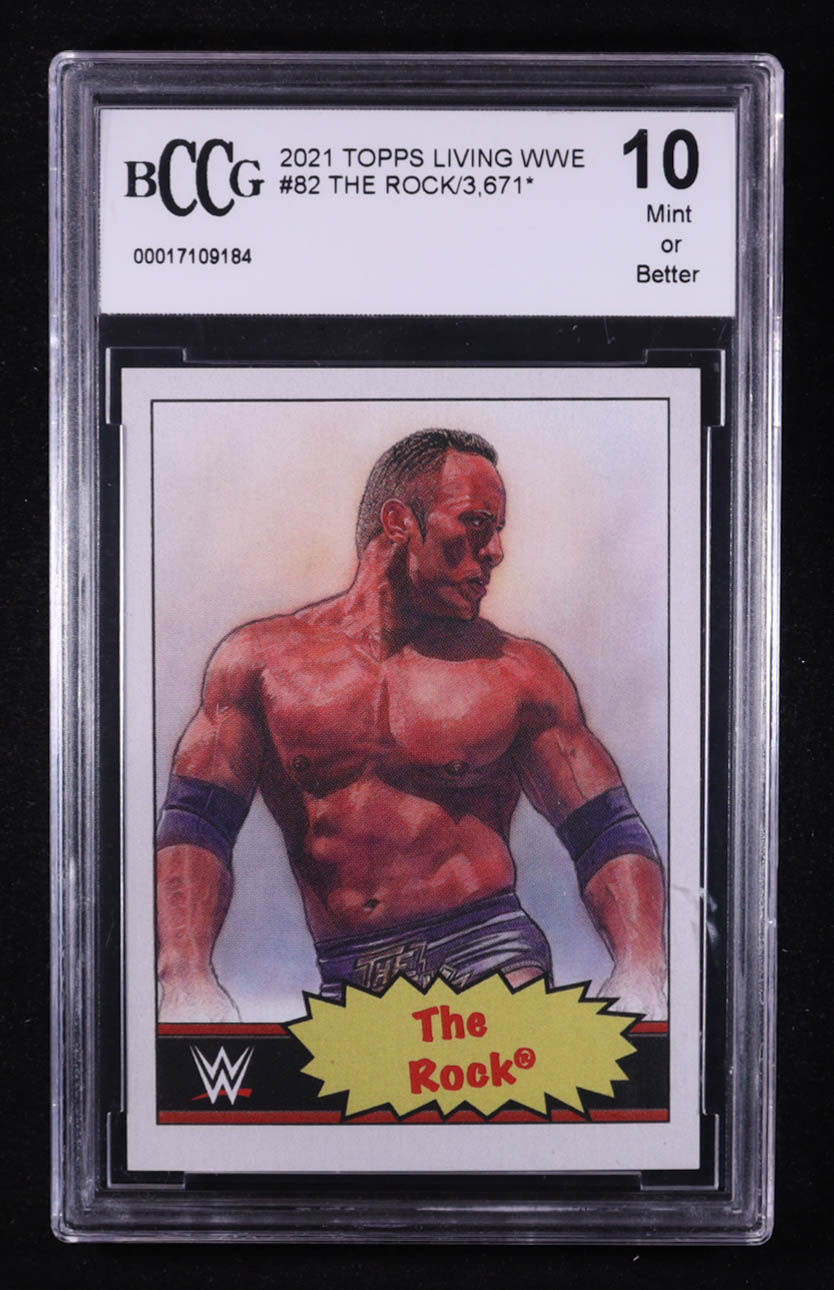 The Rock 2021 Topps Living WWE #82 (BGS 10) at PristineAuction.com The Rock 2021 Topps Living WWE #82 (BGS 10) at PristineAuction.com