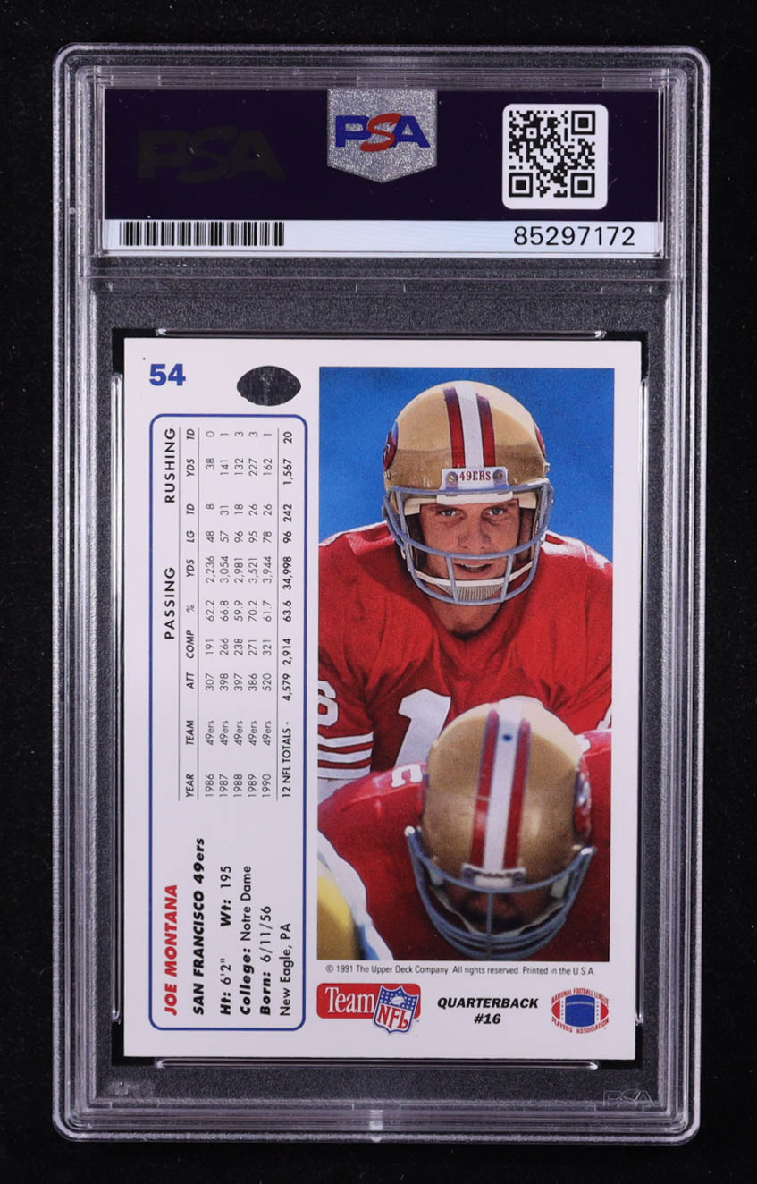 Joe Montana Signed 1991 Upper Deck #54 (PSA Encapsulated) at PristineAuction.com Joe Montana Signed 1991 Upper Deck #54 (PSA Encapsulated) at PristineAuction.com